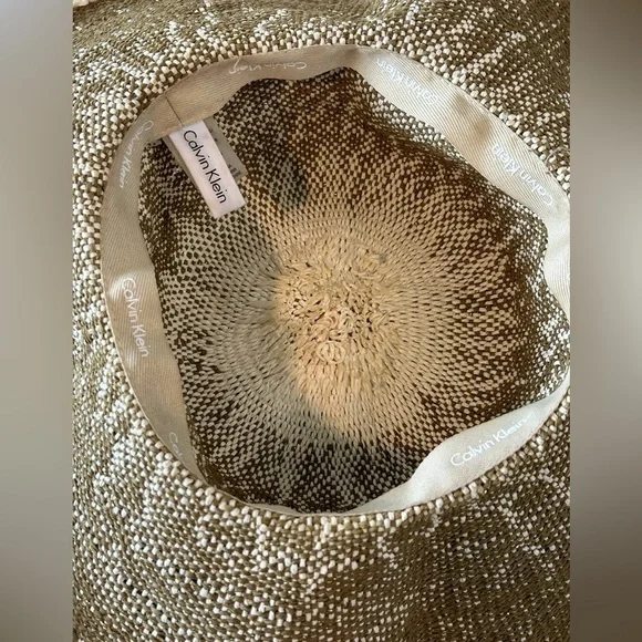 Calvin Klein Straw Sun Hat with Gold Highlights - EUC - Picture 3 of 9